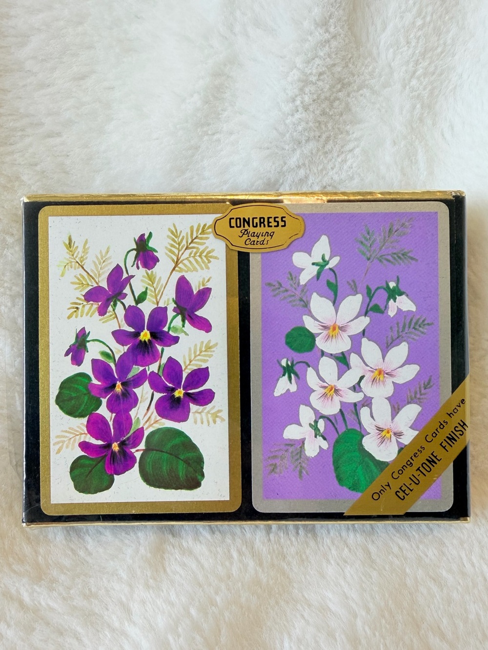 Vintage Congress Playing Cards - Violets Double Deck Set - Sealed